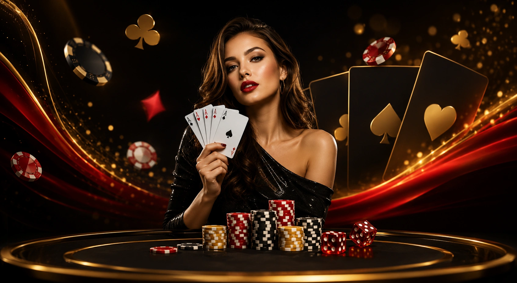 Woman playing cards and casino chips for Play Matka Sattamatka Result